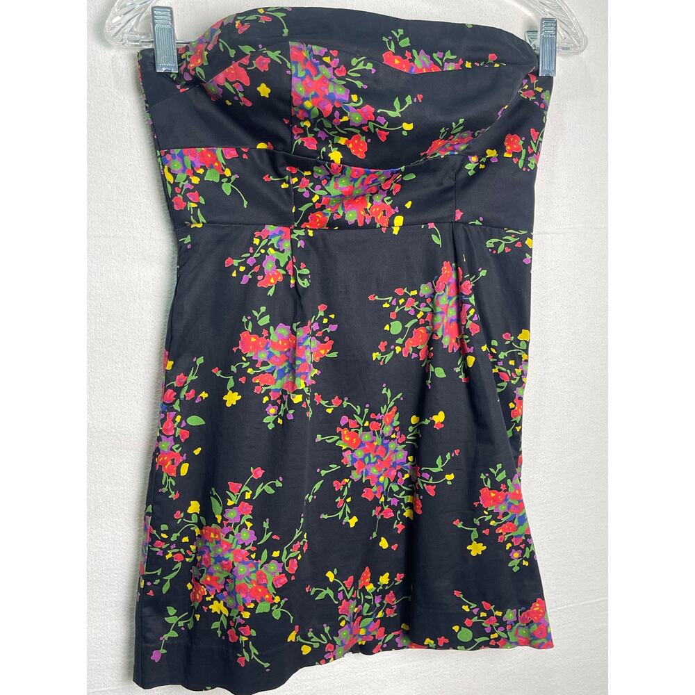 Free People Poison Apple Strapless Floral Mini Dress Black Colorful Print Size 2 - Picture 2 of 10
